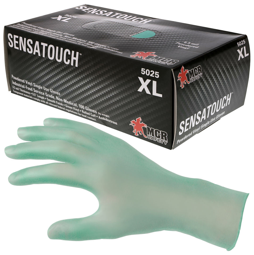 Powdered Vinyl Disposable Gloves, Industrial/Food Service Grade, Smooth Finish