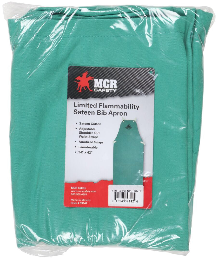 MCR Safety 39142 - F/R GREEN COTTON WELDNG BIB APRON 24X42 - manufacturer product image 4