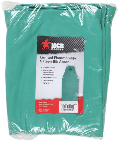 MCR Safety 39142 - F/R GREEN COTTON WELDNG BIB APRON 24X42 - manufacturer product image 4