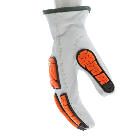 PD4971 - Predator® Mechanics Gloves - Goatskin Leather Drivers Work Gloves - Tire Tread TPR Back, Fingers, and Thumb - 360° Cut Resistant Liner - TPR Back Provides Level 2 Impact Protection