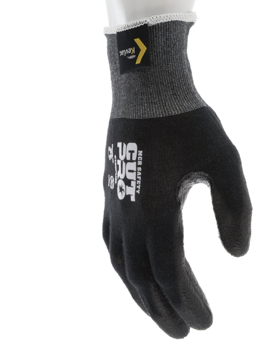 9188PUB - MCR Safety CutPro® - 18 Gauge Black Kevlar® Comfort Aramid Shell - Cut Resistant Work Gloves - Polyurethane (PU)Coated Palm and Fingertips - Reinforced Thumb Crotch
