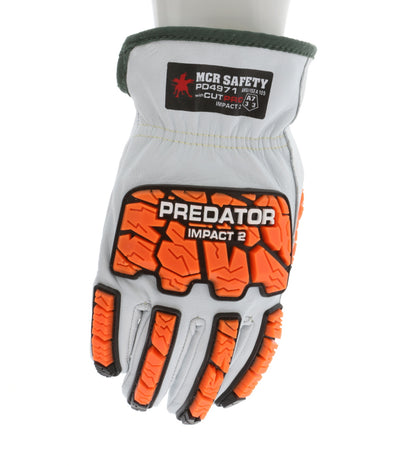 PD4971 - Predator® Mechanics Gloves - Goatskin Leather Drivers Work Gloves - Tire Tread TPR Back, Fingers, and Thumb - 360° Cut Resistant Liner - TPR Back Provides Level 2 Impact Protection