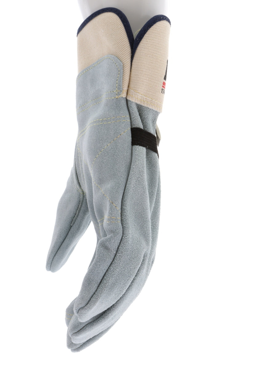 1745 - Big Jake® Series - Leather Palm Work Gloves - Inner Double Palm - Premium A+ Split Side Leather - Full Leather Back - 2.5-Inch Rubberized Safety Cuff - Elastic Strap Back - Constructed with Premium Components
