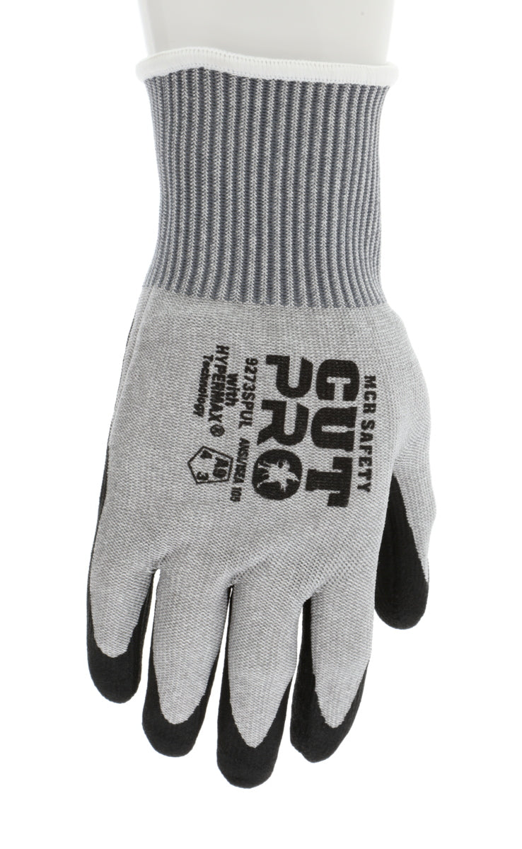 9273SPU - MCR Safety CutPro® - 13 Gauge HyperMax® HPPE Shell - Cut Resistant Work Gloves - Polyurethane (PU) Coated Palm and Fingers - Water Based PU