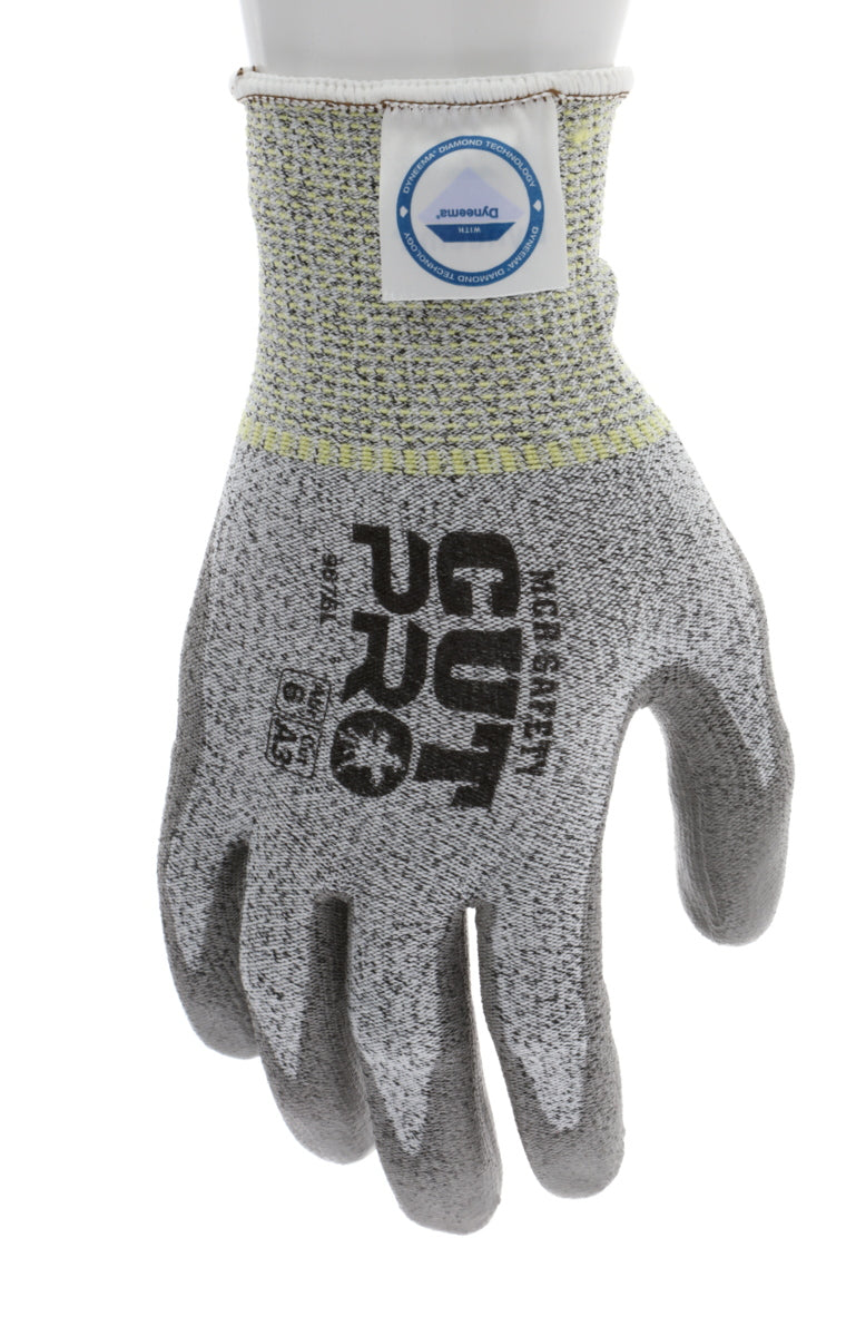 9676 - MCR Safety CutPro® - 13-Gauge Dyneema® Diamond Technology Shell - Cut Resistant Work Gloves - Polyurethane (PU) Coated Palm and Fingertips - Micro-particle Boosted High Strength Fiber Provides Cool Touch Comfort and Durability