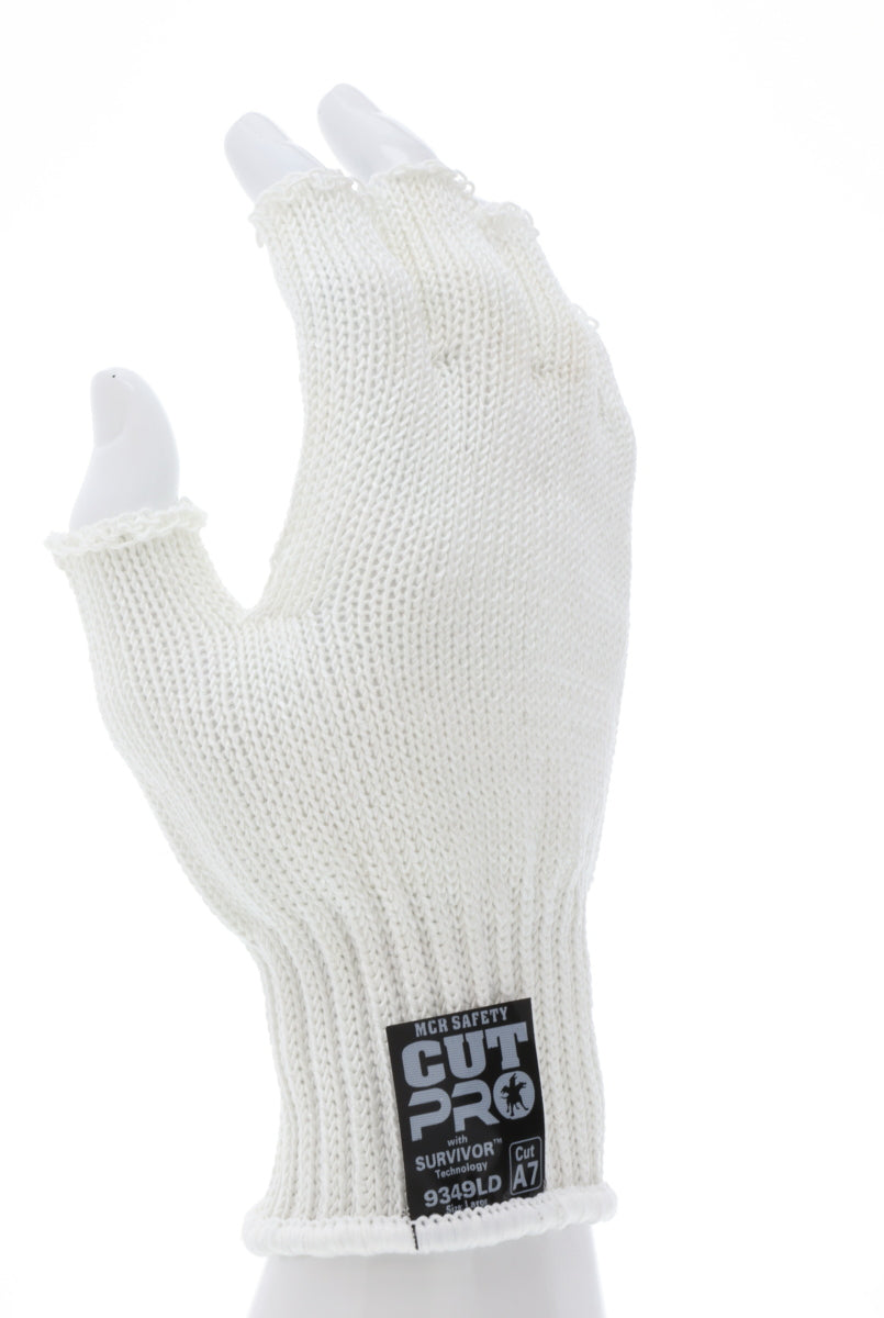 9349D - MCR Safety Survivor™ - 7 Gauge Cut Resistant Work Gloves - Light Weight, Cool and Ambidextrous - Fingerless Gloves - FDA Accepted Materials Can be used as Kitchen Cut Resistant Gloves