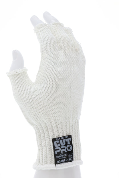 9349D - MCR Safety Survivor™ - 7 Gauge Cut Resistant Work Gloves - Light Weight, Cool and Ambidextrous - Fingerless Gloves - FDA Accepted Materials Can be used as Kitchen Cut Resistant Gloves