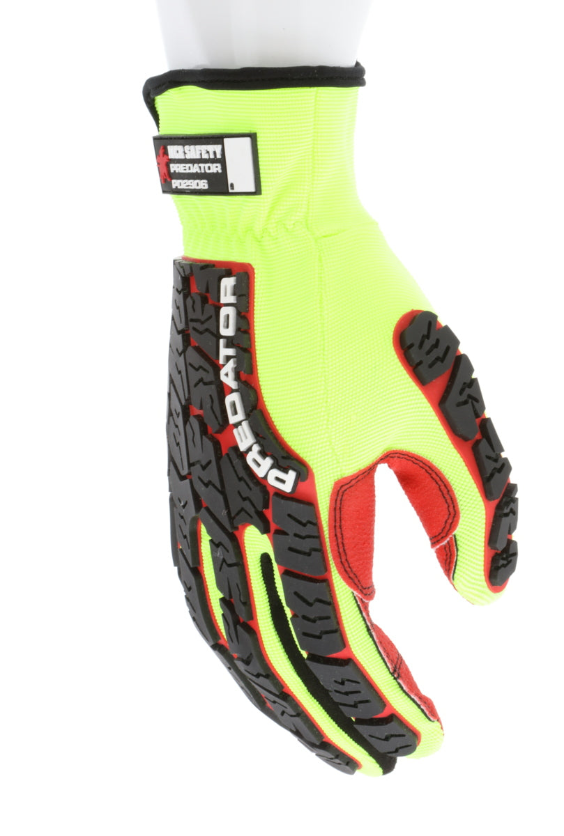 PD2906 - Predator® Mechanics Work Gloves - Textured PVC Coated Palm - Tire Tread Pattern TPR Back-of-Hand Protection - Slip-On Wrist with ID Pad - TPR Back of Provides Impact Protection