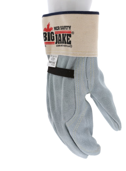 1745 - Big Jake® Series - Leather Palm Work Gloves - Inner Double Palm - Premium A+ Split Side Leather - Full Leather Back - 2.5-Inch Rubberized Safety Cuff - Elastic Strap Back - Constructed with Premium Components