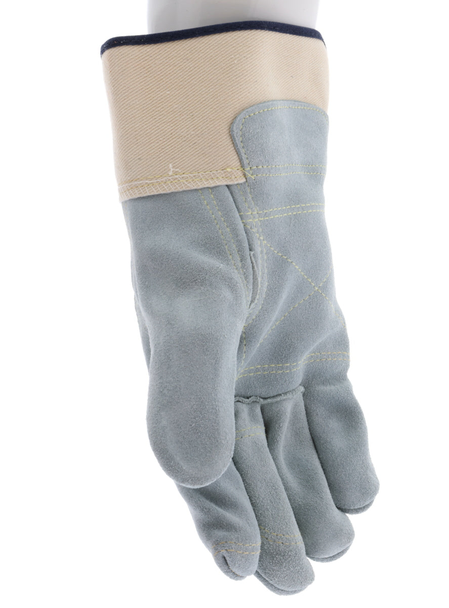1745 - Big Jake® Series - Leather Palm Work Gloves - Inner Double Palm - Premium A+ Split Side Leather - Full Leather Back - 2.5-Inch Rubberized Safety Cuff - Elastic Strap Back - Constructed with Premium Components