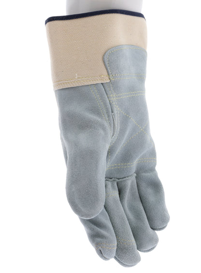 1745 - Big Jake® Series - Leather Palm Work Gloves - Inner Double Palm - Premium A+ Split Side Leather - Full Leather Back - 2.5-Inch Rubberized Safety Cuff - Elastic Strap Back - Constructed with Premium Components