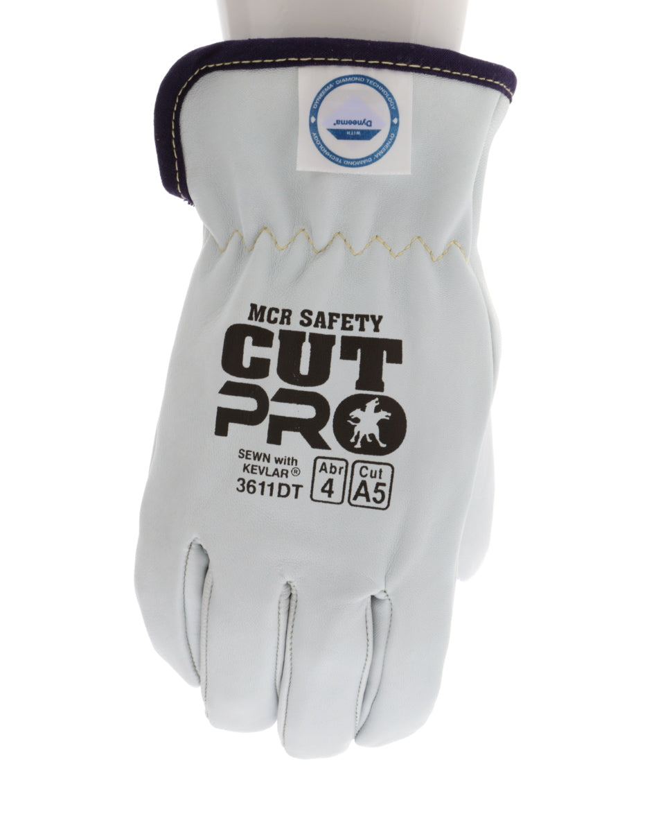 3611DT - Leather Drivers Work Gloves - Premium A Grade Grain Goatskin - Dyneema® Diamond Technology Lining - Cut Resistant Gloves - Keystone Thumb - Natural Lanolin Content Keeps Gloves and Hands Soft