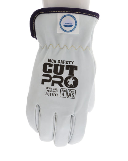 3611DT - Leather Drivers Work Gloves - Premium A Grade Grain Goatskin - Dyneema® Diamond Technology Lining - Cut Resistant Gloves - Keystone Thumb - Natural Lanolin Content Keeps Gloves and Hands Soft