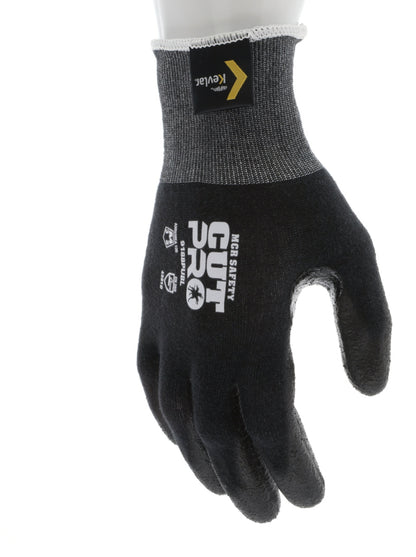 9188PUB - MCR Safety CutPro® - 18 Gauge Black Kevlar® Comfort Aramid Shell - Cut Resistant Work Gloves - Polyurethane (PU)Coated Palm and Fingertips - Reinforced Thumb Crotch