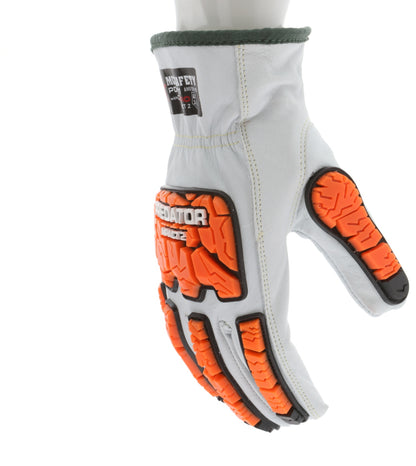 PD4971 - Predator® Mechanics Gloves - Goatskin Leather Drivers Work Gloves - Tire Tread TPR Back, Fingers, and Thumb - 360° Cut Resistant Liner - TPR Back Provides Level 2 Impact Protection