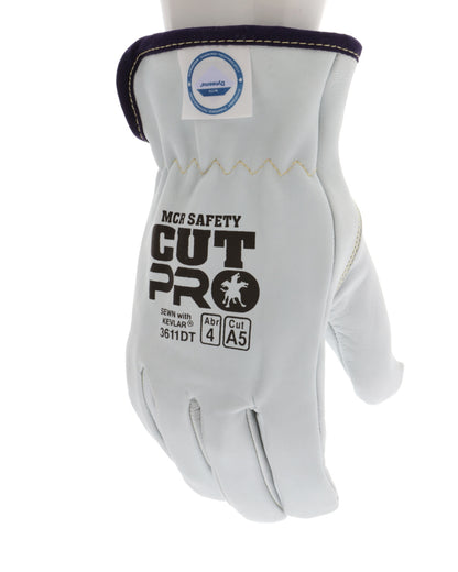 3611DT - Leather Drivers Work Gloves - Premium A Grade Grain Goatskin - Dyneema® Diamond Technology Lining - Cut Resistant Gloves - Keystone Thumb - Natural Lanolin Content Keeps Gloves and Hands Soft