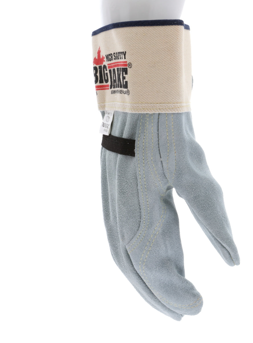 1745 - Big Jake® Series - Leather Palm Work Gloves - Inner Double Palm - Premium A+ Split Side Leather - Full Leather Back - 2.5-Inch Rubberized Safety Cuff - Elastic Strap Back - Constructed with Premium Components