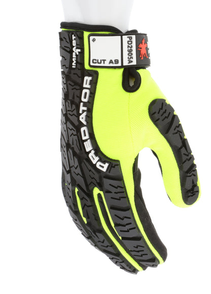 PD2905A - Predator® Mechanics Gloves - Cut Resistant Work Gloves - Made with Alycore™ - Cut and Puncture Protection - Tire Tread Pattern TPR Protects the Back of Hand - Adjustable Wrist Closure with ID Pad