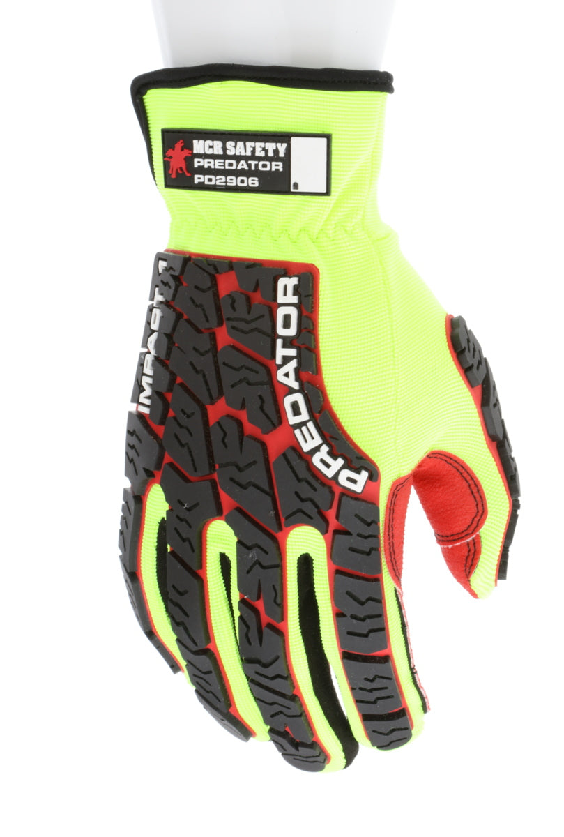 PD2906 - Predator® Mechanics Work Gloves - Textured PVC Coated Palm - Tire Tread Pattern TPR Back-of-Hand Protection - Slip-On Wrist with ID Pad - TPR Back of Provides Impact Protection