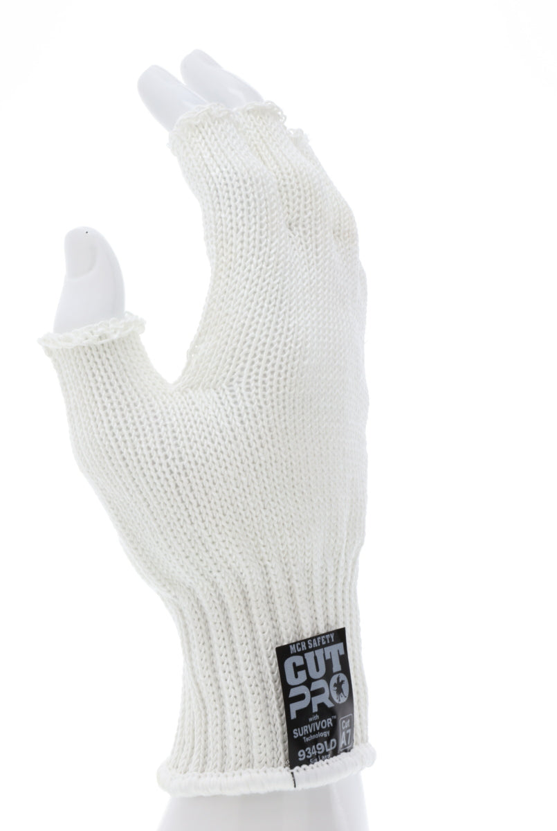 9349D - MCR Safety Survivor™ - 7 Gauge Cut Resistant Work Gloves - Light Weight, Cool and Ambidextrous - Fingerless Gloves - FDA Accepted Materials Can be used as Kitchen Cut Resistant Gloves