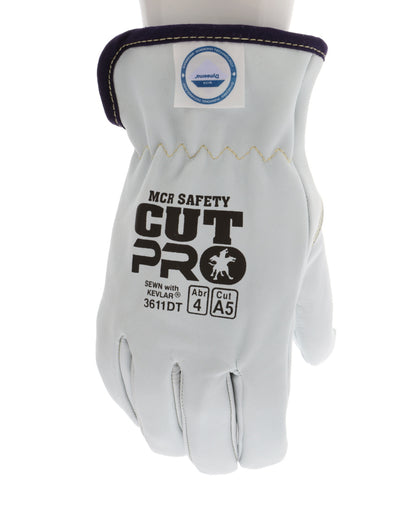 3611DT - Leather Drivers Work Gloves - Premium A Grade Grain Goatskin - Dyneema® Diamond Technology Lining - Cut Resistant Gloves - Keystone Thumb - Natural Lanolin Content Keeps Gloves and Hands Soft