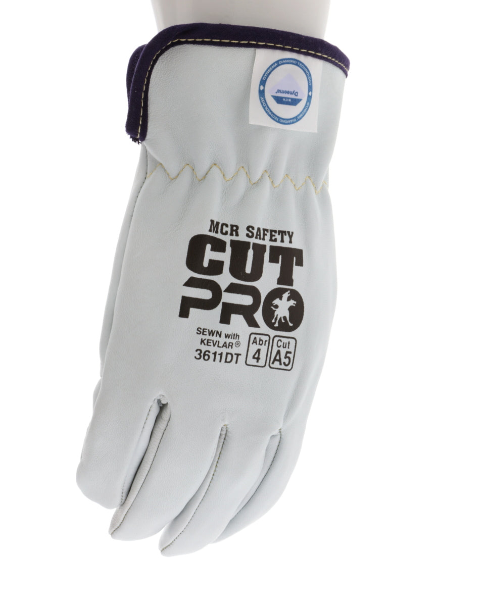 3611DT - Leather Drivers Work Gloves - Premium A Grade Grain Goatskin - Dyneema® Diamond Technology Lining - Cut Resistant Gloves - Keystone Thumb - Natural Lanolin Content Keeps Gloves and Hands Soft