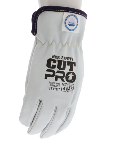 3611DT - Leather Drivers Work Gloves - Premium A Grade Grain Goatskin - Dyneema® Diamond Technology Lining - Cut Resistant Gloves - Keystone Thumb - Natural Lanolin Content Keeps Gloves and Hands Soft