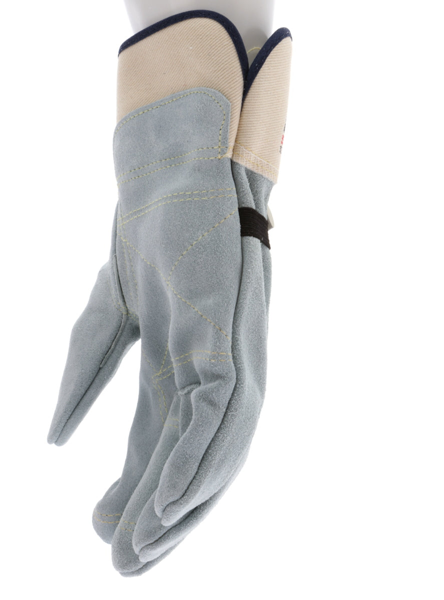 1745 - Big Jake® Series - Leather Palm Work Gloves - Inner Double Palm - Premium A+ Split Side Leather - Full Leather Back - 2.5-Inch Rubberized Safety Cuff - Elastic Strap Back - Constructed with Premium Components