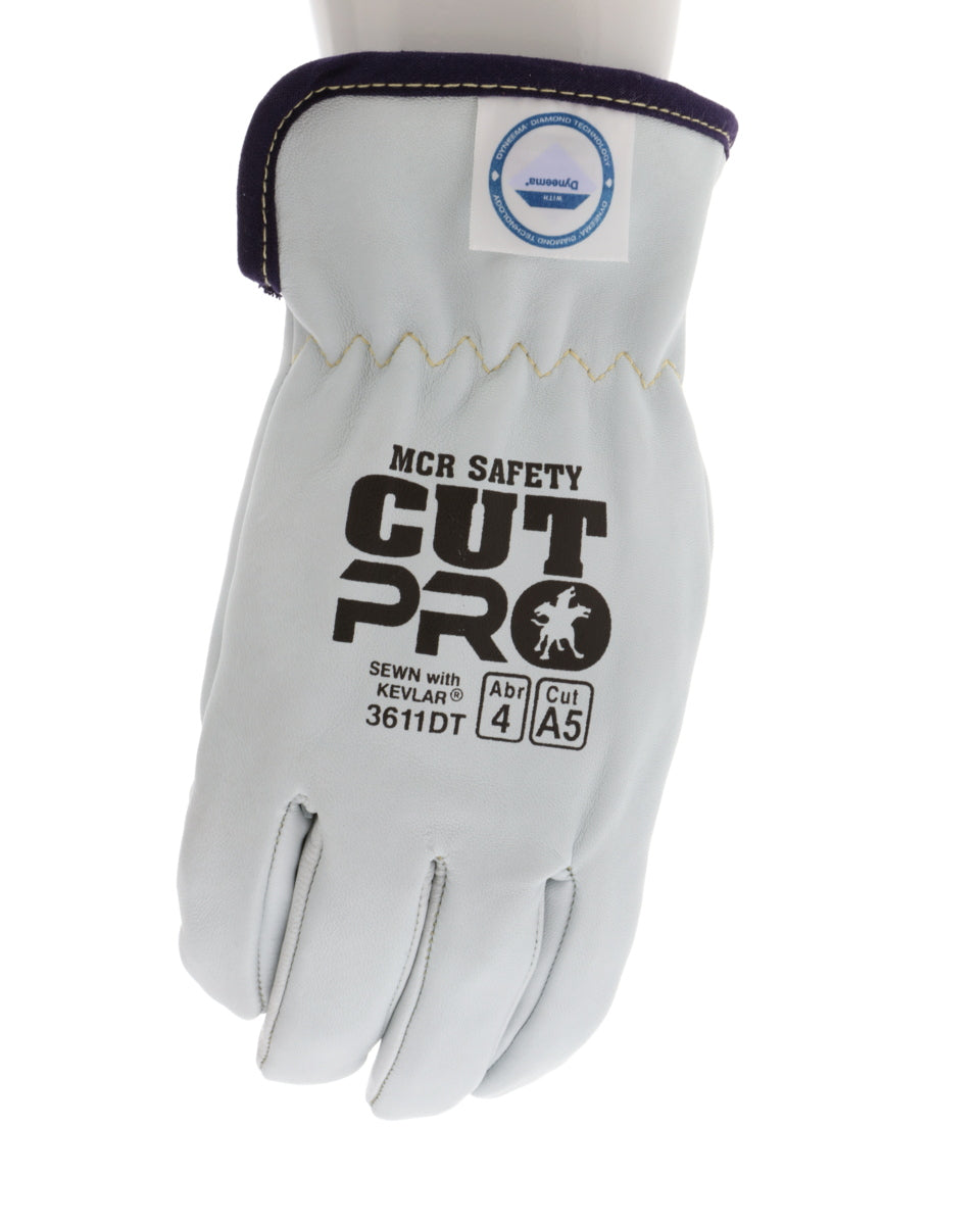 3611DT - Leather Drivers Work Gloves - Premium A Grade Grain Goatskin - Dyneema® Diamond Technology Lining - Cut Resistant Gloves - Keystone Thumb - Natural Lanolin Content Keeps Gloves and Hands Soft