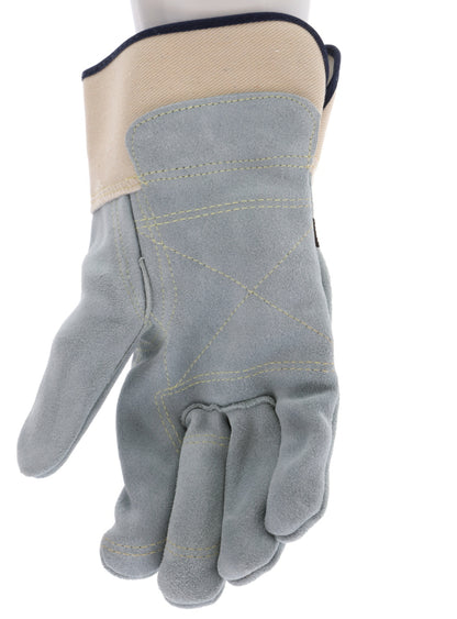 1745 - Big Jake® Series - Leather Palm Work Gloves - Inner Double Palm - Premium A+ Split Side Leather - Full Leather Back - 2.5-Inch Rubberized Safety Cuff - Elastic Strap Back - Constructed with Premium Components