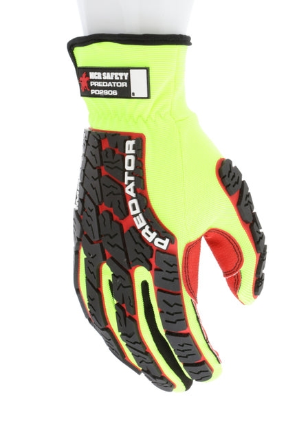 PD2906 - Predator® Mechanics Work Gloves - Textured PVC Coated Palm - Tire Tread Pattern TPR Back-of-Hand Protection - Slip-On Wrist with ID Pad - TPR Back of Provides Impact Protection