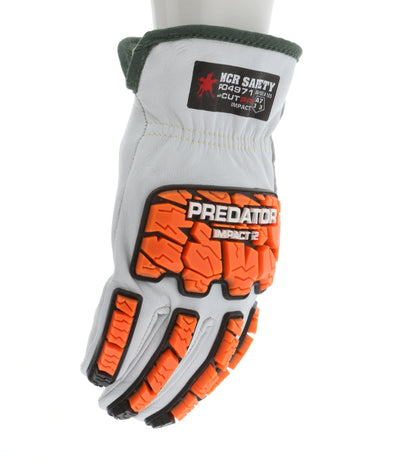 PD4971 - Predator® Mechanics Gloves - Goatskin Leather Drivers Work Gloves - Tire Tread TPR Back, Fingers, and Thumb - 360° Cut Resistant Liner - TPR Back Provides Level 2 Impact Protection