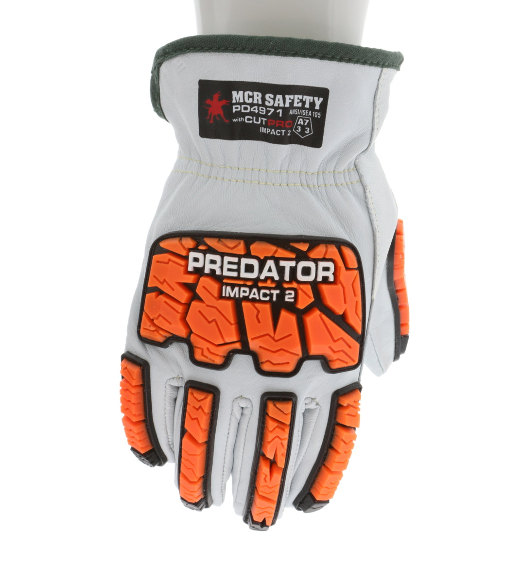 PD4971 - Predator® Mechanics Gloves - Goatskin Leather Drivers Work Gloves - Tire Tread TPR Back, Fingers, and Thumb - 360° Cut Resistant Liner - TPR Back Provides Level 2 Impact Protection