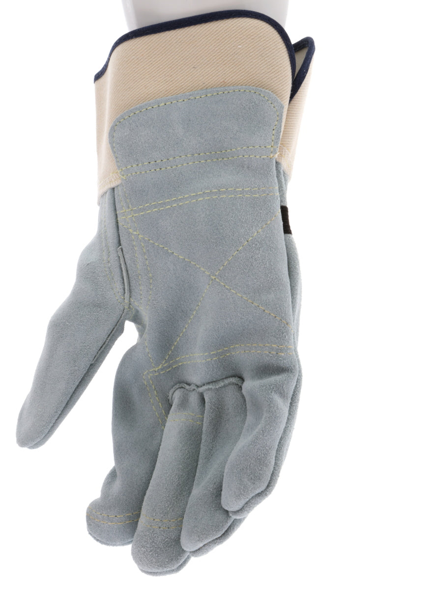 1745 - Big Jake® Series - Leather Palm Work Gloves - Inner Double Palm - Premium A+ Split Side Leather - Full Leather Back - 2.5-Inch Rubberized Safety Cuff - Elastic Strap Back - Constructed with Premium Components