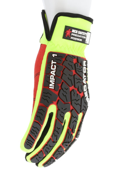 PD2906 - Predator® Mechanics Work Gloves - Textured PVC Coated Palm - Tire Tread Pattern TPR Back-of-Hand Protection - Slip-On Wrist with ID Pad - TPR Back of Provides Impact Protection