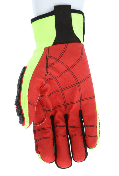 PD2906 - Predator® Mechanics Work Gloves - Textured PVC Coated Palm - Tire Tread Pattern TPR Back-of-Hand Protection - Slip-On Wrist with ID Pad - TPR Back of Provides Impact Protection