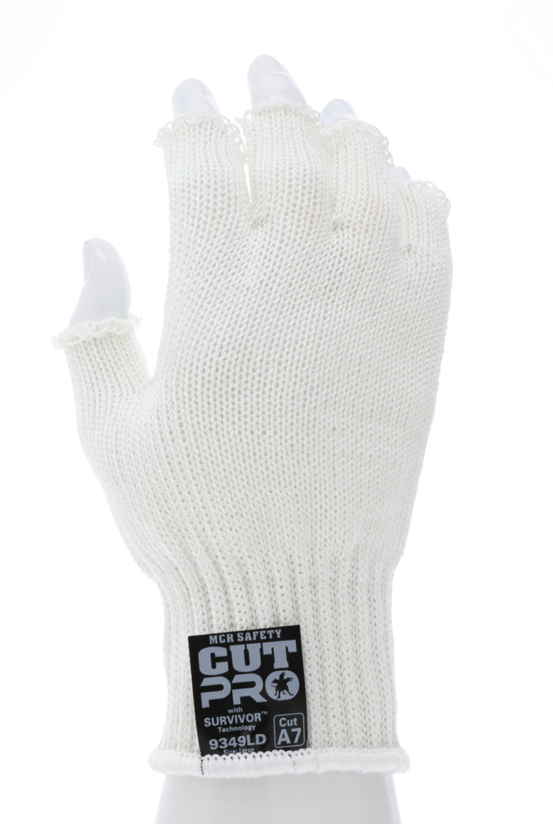 9349D - MCR Safety Survivor™ - 7 Gauge Cut Resistant Work Gloves - Light Weight, Cool and Ambidextrous - Fingerless Gloves - FDA Accepted Materials Can be used as Kitchen Cut Resistant Gloves