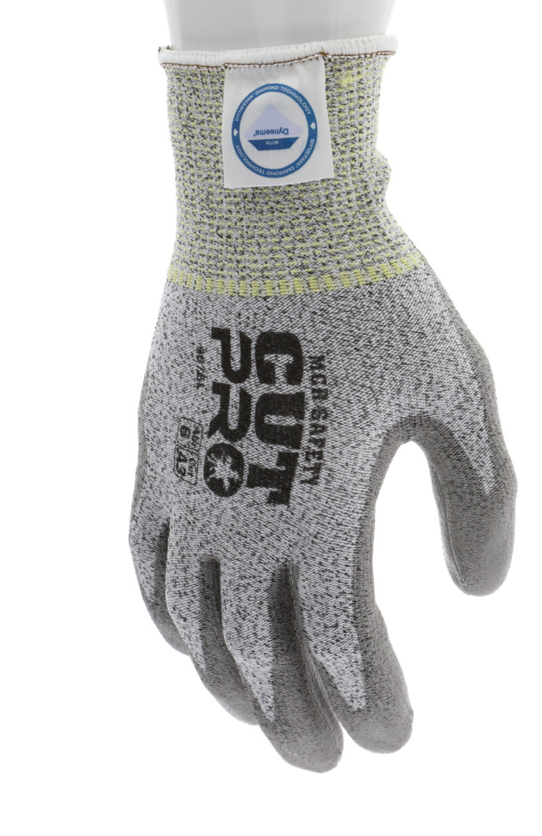 9676 - MCR Safety CutPro® - 13-Gauge Dyneema® Diamond Technology Shell - Cut Resistant Work Gloves - Polyurethane (PU) Coated Palm and Fingertips - Micro-particle Boosted High Strength Fiber Provides Cool Touch Comfort and Durability