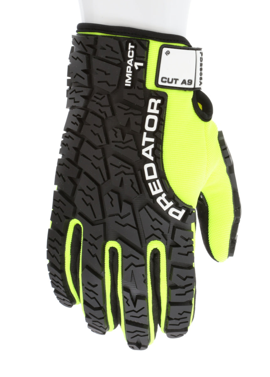 PD2905A - Predator® Mechanics Gloves - Cut Resistant Work Gloves - Made with Alycore™ - Cut and Puncture Protection - Tire Tread Pattern TPR Protects the Back of Hand - Adjustable Wrist Closure with ID Pad