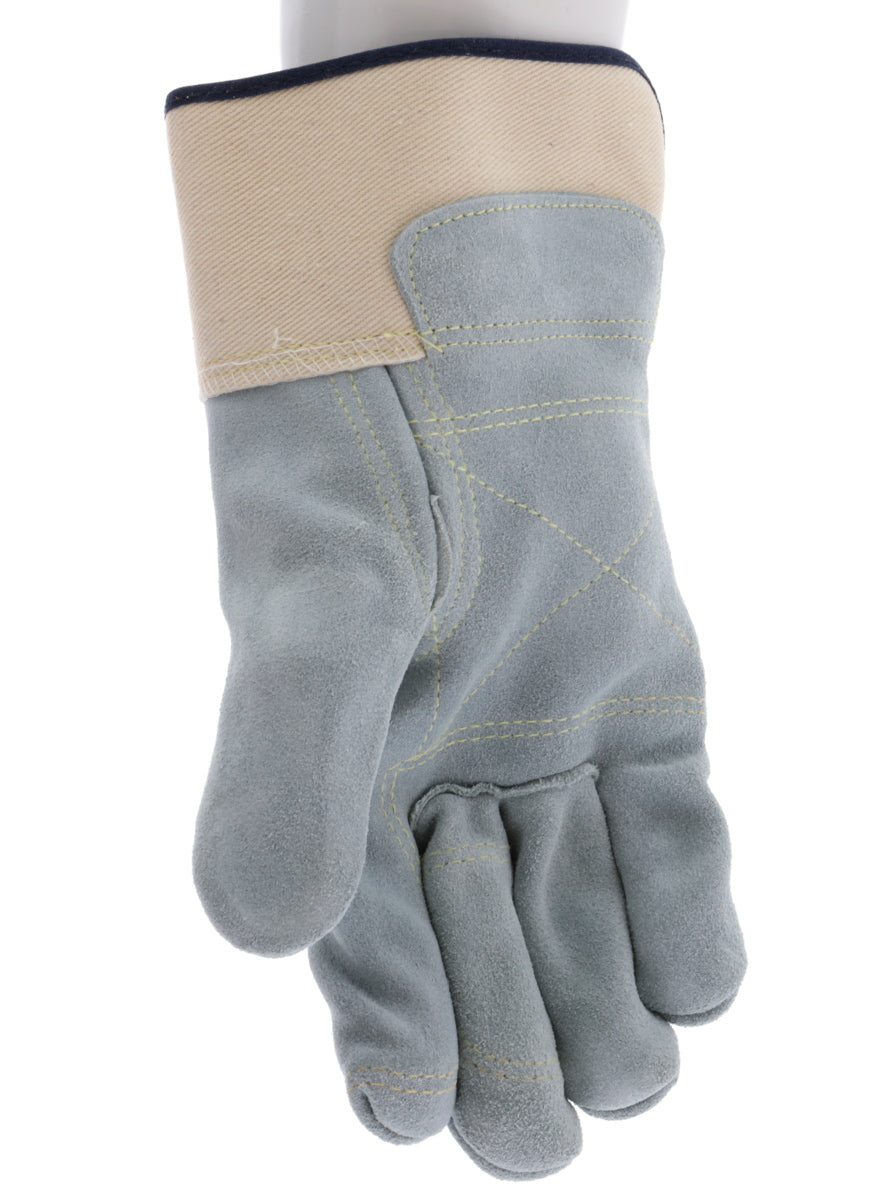 1745 - Big Jake® Series - Leather Palm Work Gloves - Inner Double Palm - Premium A+ Split Side Leather - Full Leather Back - 2.5-Inch Rubberized Safety Cuff - Elastic Strap Back - Constructed with Premium Components