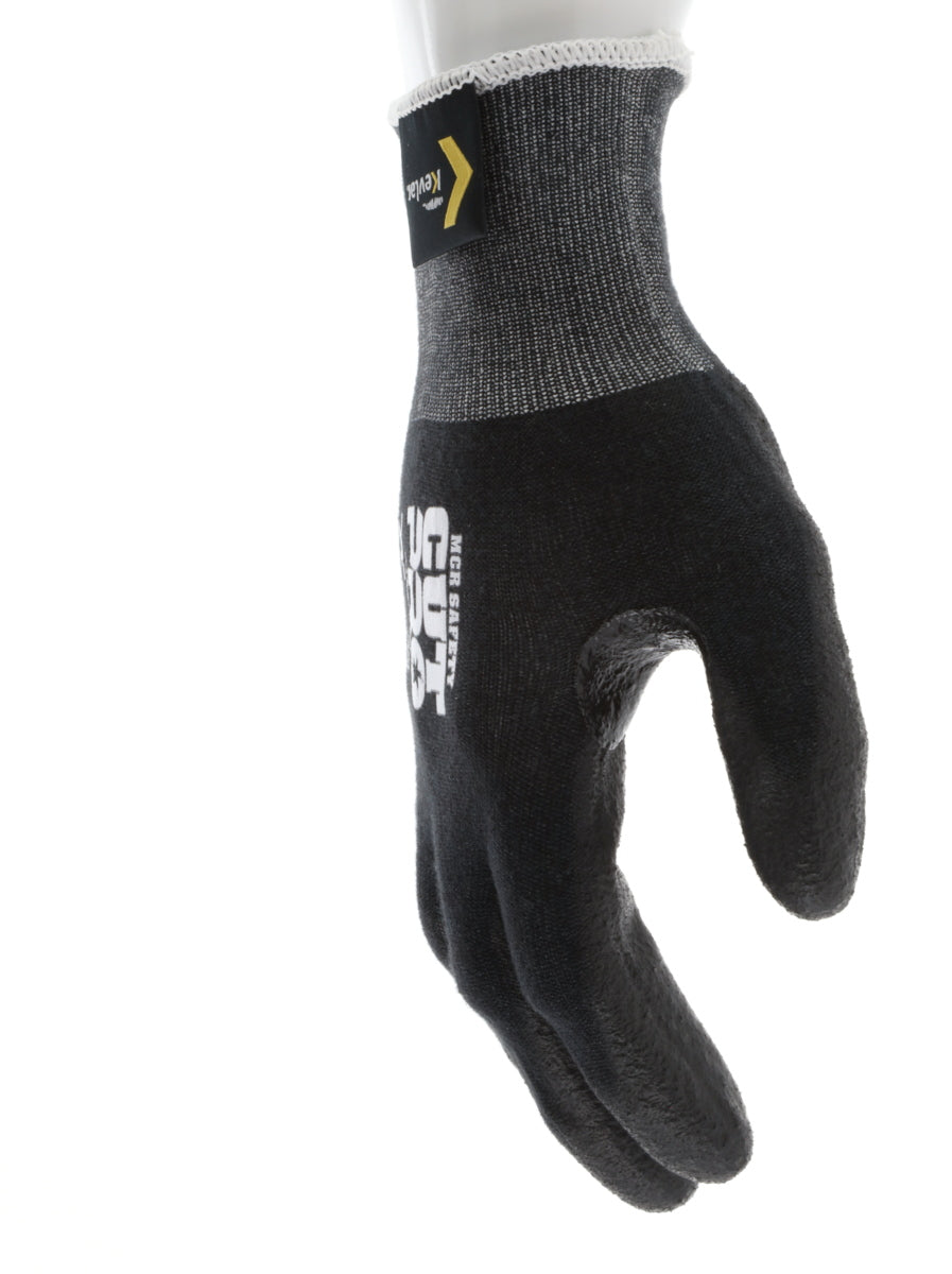 9188PUB - MCR Safety CutPro® - 18 Gauge Black Kevlar® Comfort Aramid Shell - Cut Resistant Work Gloves - Polyurethane (PU)Coated Palm and Fingertips - Reinforced Thumb Crotch