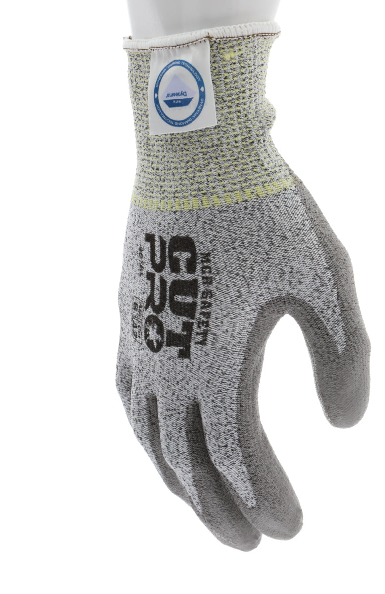 9676 - MCR Safety CutPro® - 13-Gauge Dyneema® Diamond Technology Shell - Cut Resistant Work Gloves - Polyurethane (PU) Coated Palm and Fingertips - Micro-particle Boosted High Strength Fiber Provides Cool Touch Comfort and Durability