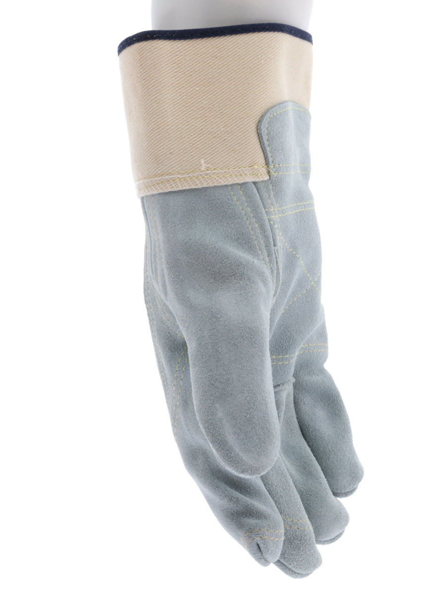 1745 - Big Jake® Series - Leather Palm Work Gloves - Inner Double Palm - Premium A+ Split Side Leather - Full Leather Back - 2.5-Inch Rubberized Safety Cuff - Elastic Strap Back - Constructed with Premium Components
