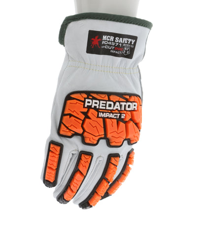 PD4971 - Predator® Mechanics Gloves - Goatskin Leather Drivers Work Gloves - Tire Tread TPR Back, Fingers, and Thumb - 360° Cut Resistant Liner - TPR Back Provides Level 2 Impact Protection