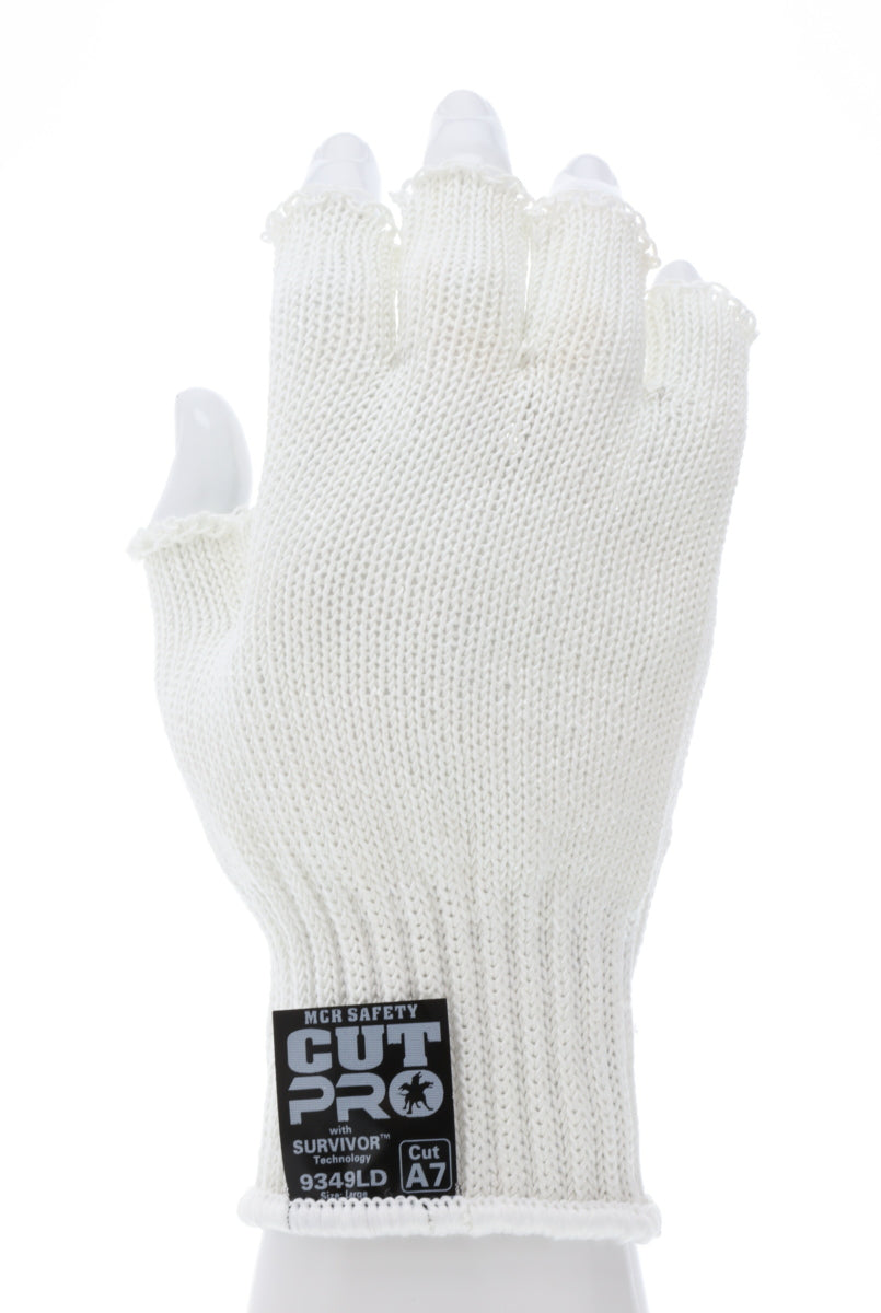 9349D - MCR Safety Survivor™ - 7 Gauge Cut Resistant Work Gloves - Light Weight, Cool and Ambidextrous - Fingerless Gloves - FDA Accepted Materials Can be used as Kitchen Cut Resistant Gloves