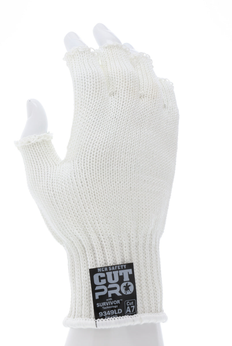 9349D - MCR Safety Survivor™ - 7 Gauge Cut Resistant Work Gloves - Light Weight, Cool and Ambidextrous - Fingerless Gloves - FDA Accepted Materials Can be used as Kitchen Cut Resistant Gloves