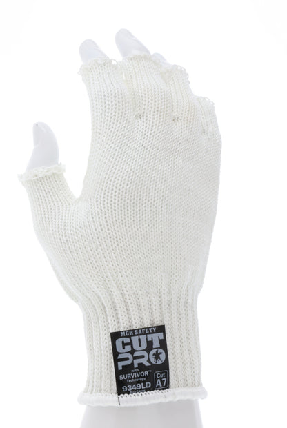 9349D - MCR Safety Survivor™ - 7 Gauge Cut Resistant Work Gloves - Light Weight, Cool and Ambidextrous - Fingerless Gloves - FDA Accepted Materials Can be used as Kitchen Cut Resistant Gloves