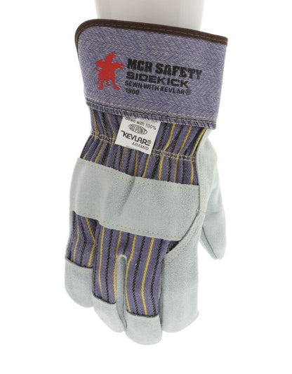 1900_ - 1900L - 50431 - 360 - Leather palm work gloves – MCR Safety Group 1900 Sidekick® Series – premium split side leather 