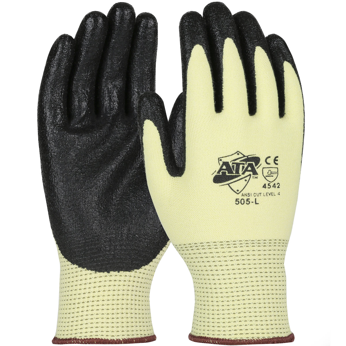G-Tek® PolyKor® Polykor Glove with Black Nitrile Coated Flat Grip on Palm & Fingers