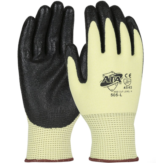 G-Tek® PolyKor® Polykor Glove with Black Nitrile Coated Flat Grip on Palm & Fingers